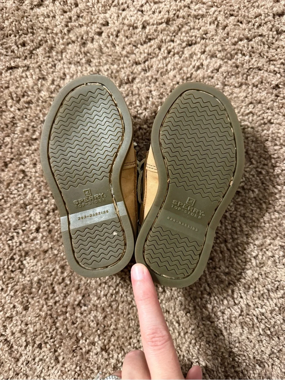 Sperry Kids Tan Leather Moccasins with Navy Insoles